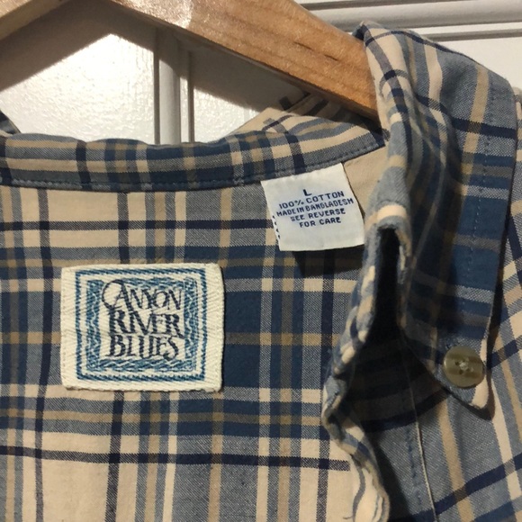 Vintage Blue Plaid Button Down - Picture 3 of 3